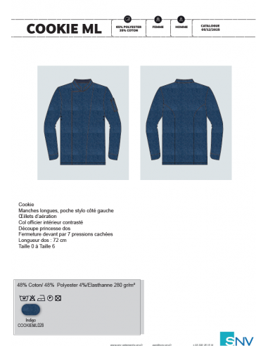 VESTE COOKIE ML DENIM (STRETCH CPE)