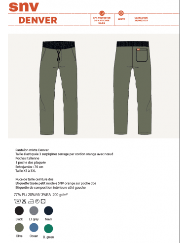 Pantalon DENVER (stretch PVE)